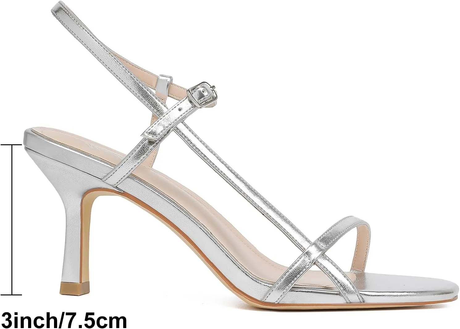 Mostrin Heels for Women Strappy Sandals Square Open Toe High Heel Sandals Ankle Strap Stiletto Heels for Party Wedding