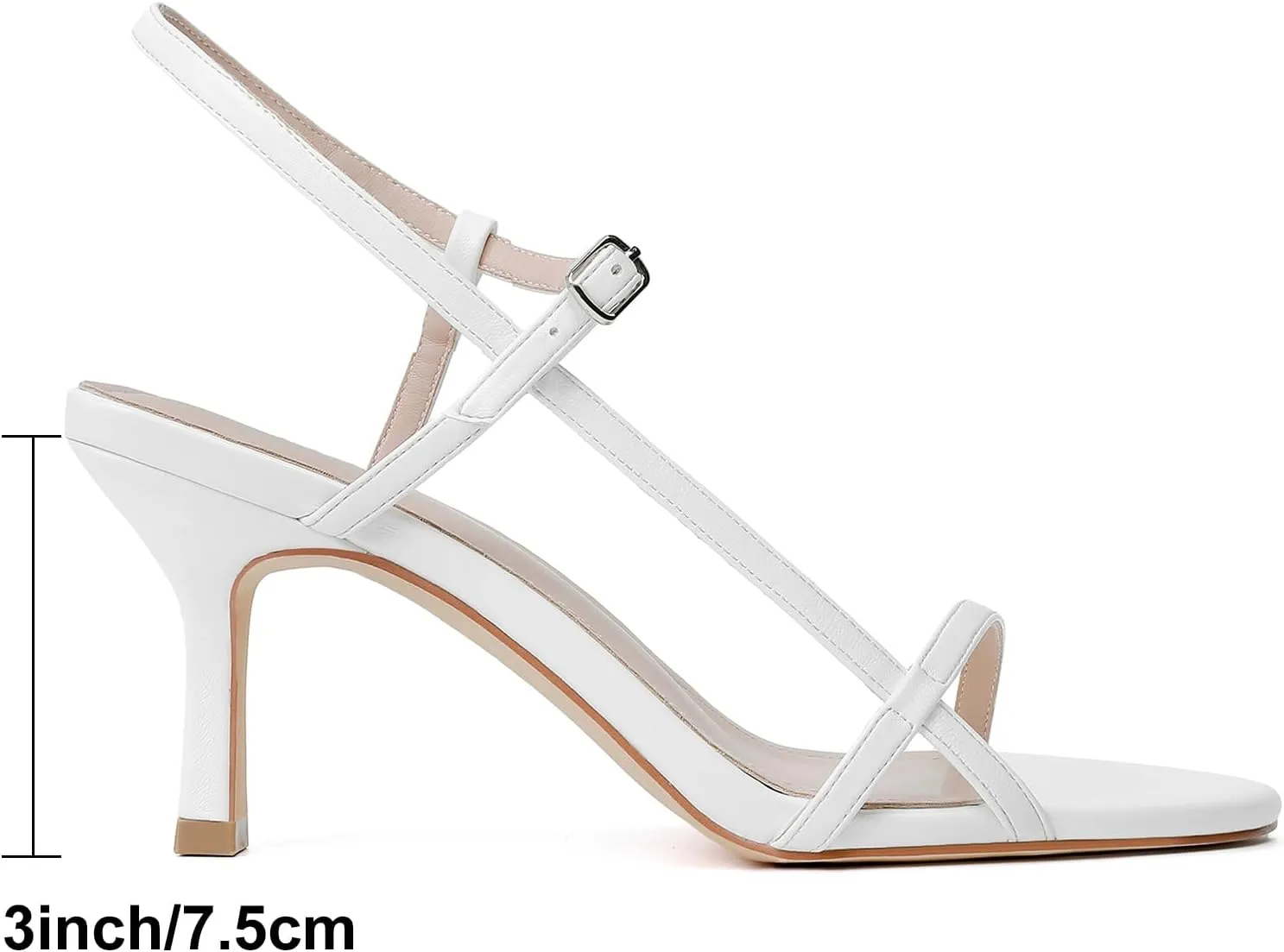 Mostrin Heels for Women Strappy Sandals Square Open Toe High Heel Sandals Ankle Strap Stiletto Heels for Party Wedding