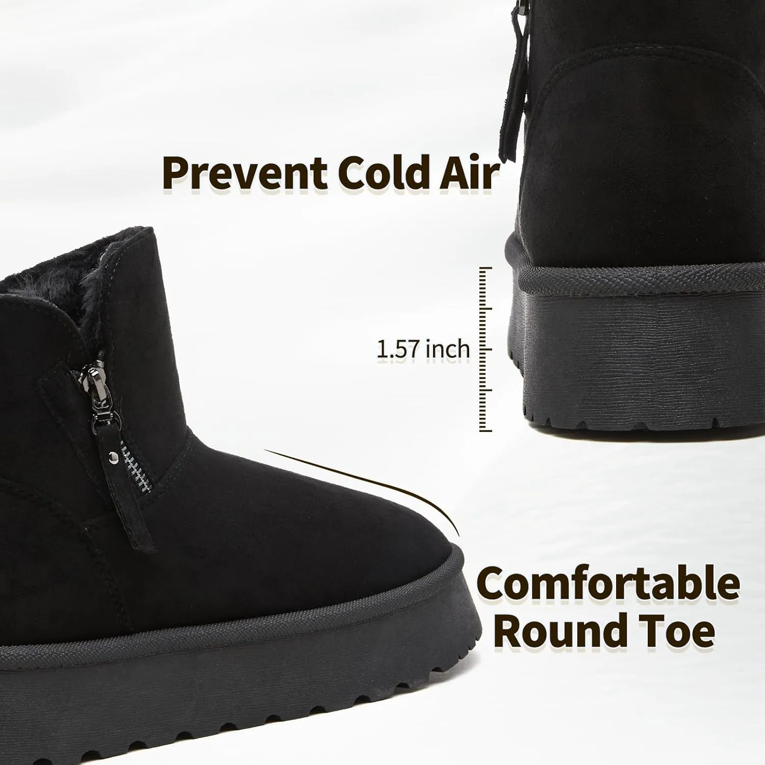 Moudki Winter Boots for Women Warm Fur Lined Booties Platform Snow Boots for Women Ankle Booties Anti-Slip Outdoor Snow Boots