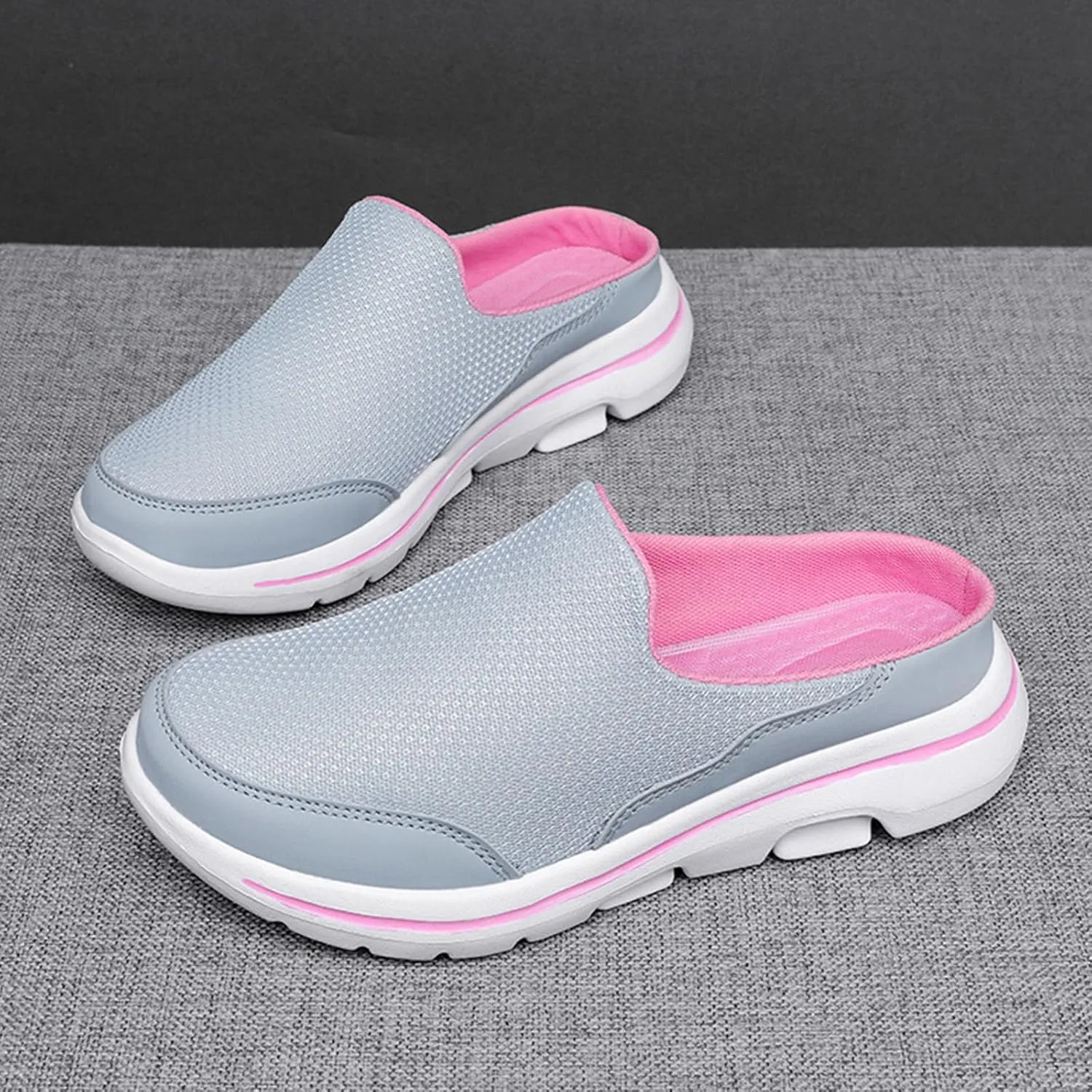 Mules for Women 2025 Breathable Mesh Walking Mules Sneakers Comfortable Light Open Back Shoes Closed Toe Slides Orthopedic Diabetic Shoes with Arch-Support Fashion Slip On Shoe