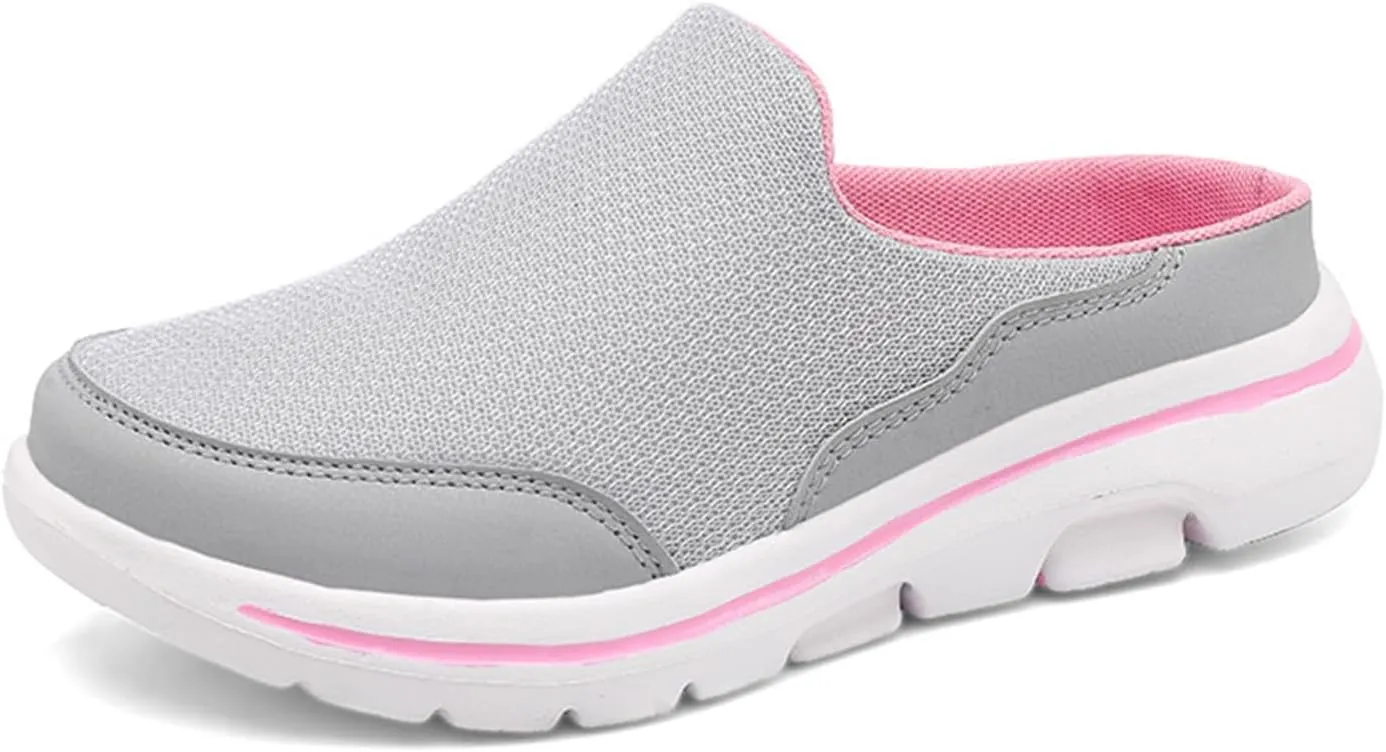 Mules for Women 2025 Breathable Mesh Walking Mules Sneakers Comfortable Light Open Back Shoes Closed Toe Slides Orthopedic Diabetic Shoes with Arch-Support Fashion Slip On Shoe