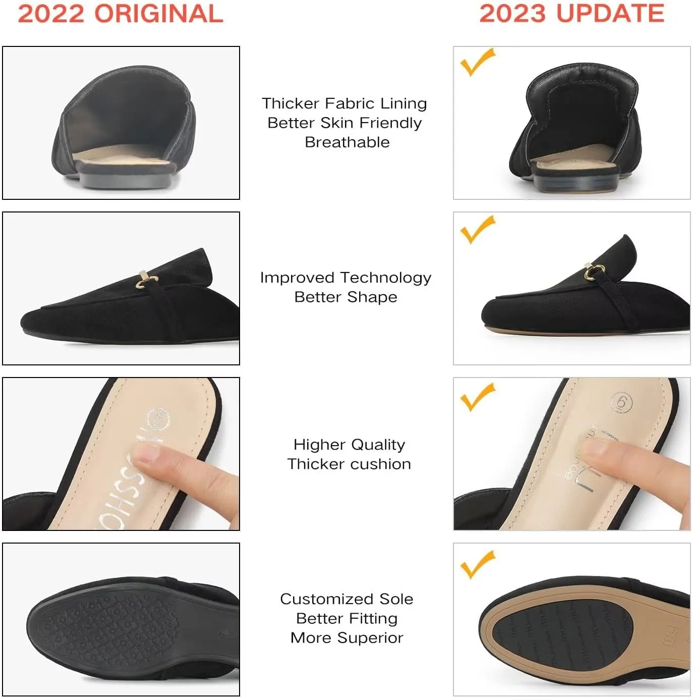 MUSSHOE Mules for Woman Buckle Flats Comfortable Slip on Women Mules Flats Shoes Backless Loafers
