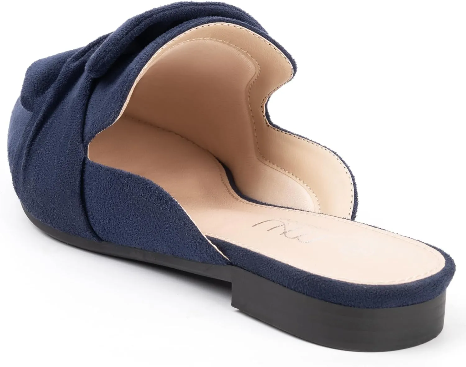 MUSSHOE Womens Mules Comfortable Pointed Toe Mules for Women Flats Backless Loafers with Bow Slip On