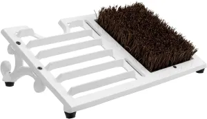 MyGift Boot Brush Scraper Outdoor, Heavy Duty Cast Iron Shoe Scraper Mat, Vintage Rustic Shoe Brush Angled Boot Dirt Cleaner Brush for Entryway, Porch, Mudroom or Garage (White)