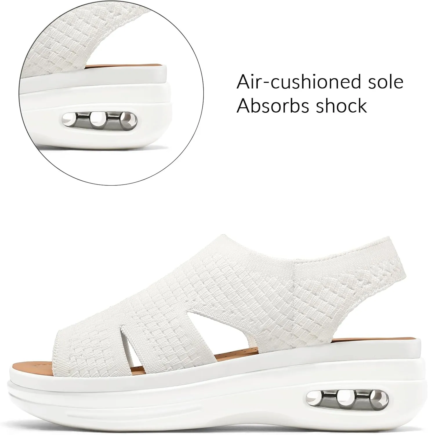 mysoft Womens Comfortable Walking Sandals Slip On Air Cushion Slingback Open Toe Platform Summer Shoes