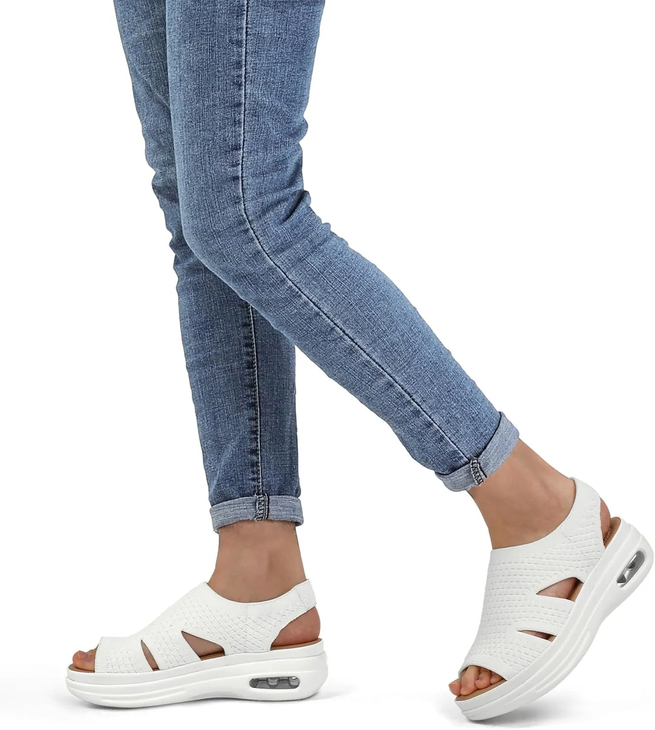 mysoft Womens Comfortable Walking Sandals Slip On Air Cushion Slingback Open Toe Platform Summer Shoes