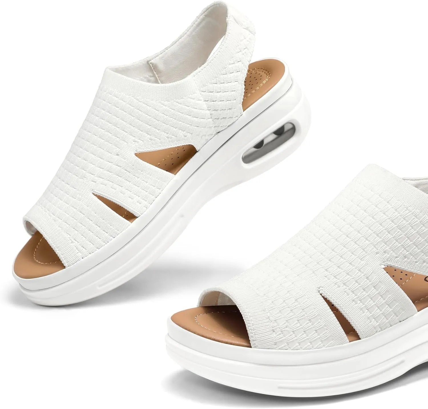 mysoft Womens Comfortable Walking Sandals Slip On Air Cushion Slingback Open Toe Platform Summer Shoes