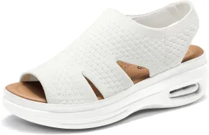 mysoft Womens Comfortable Walking Sandals Slip On Air Cushion Slingback Open Toe Platform Summer Shoes