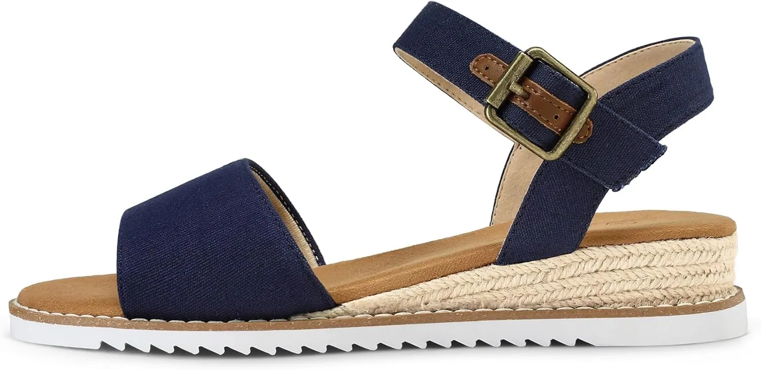 mysoft Women's Comfortable Wedge Sandals Casual Espadrilles Ankle Strap Open Toe Walking Summer Shoes