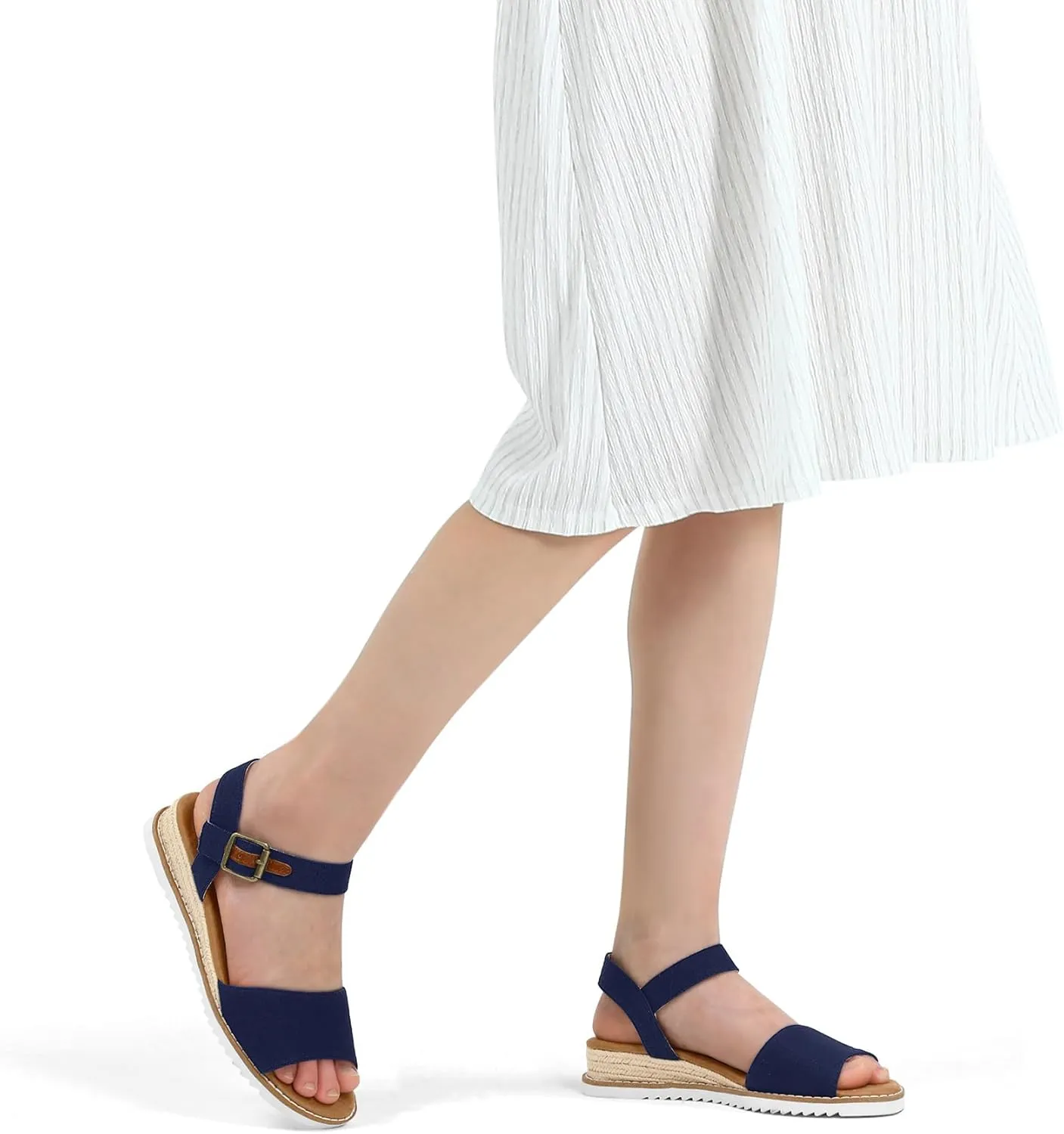 mysoft Women's Comfortable Wedge Sandals Casual Espadrilles Ankle Strap Open Toe Walking Summer Shoes