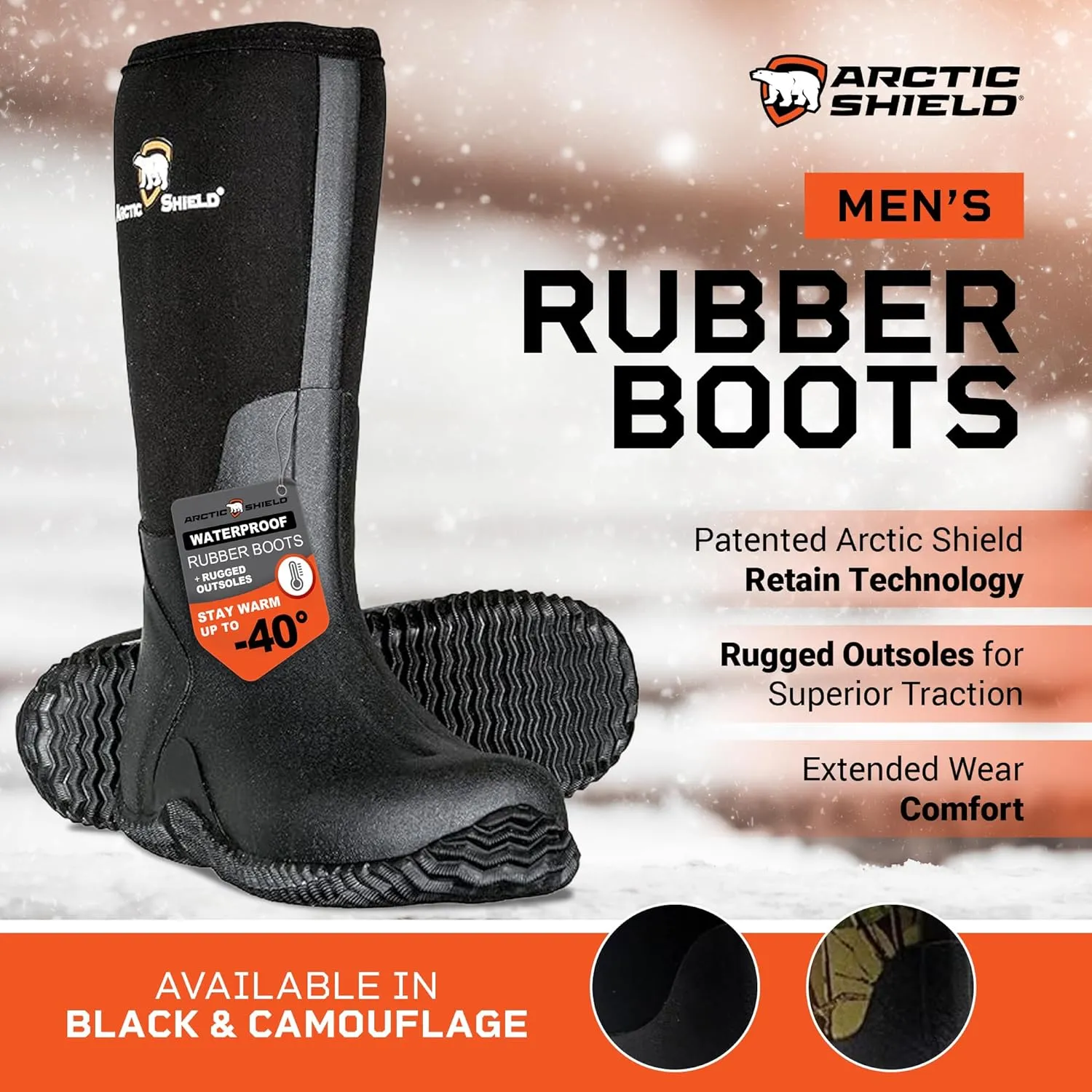 Neoprene Heavy Duty Rubber Boots for Men & Women - Durable Footwear Rain Boots - Insulated Waterproof Outdoor Boots for Hunting, Mud, Fishing, Gardening & Farming
