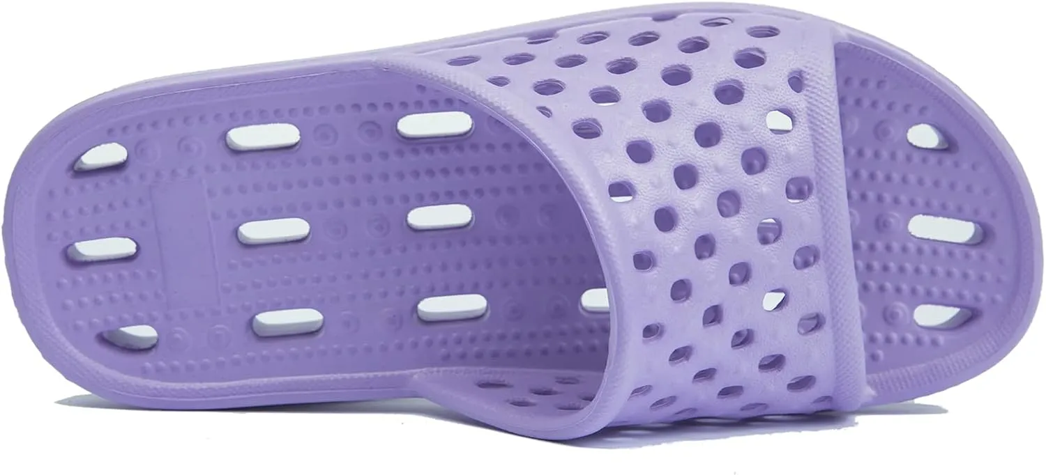 NewDenBer Bathroom Shower Shoes for Women and Men Non-Slip Quick Drying Beach Pool Shower Slides Sandals with Drain Holes