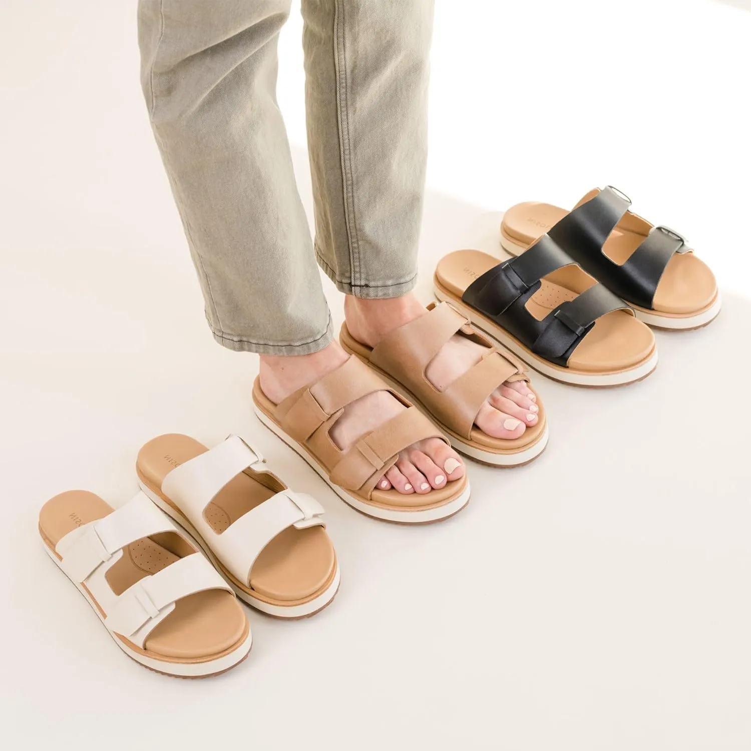 Nisolo Go-to Flatform Slides for Women - Great Spring & Summer Womens Wedge Sandals - Memory Foam & Shocking Absorbing Wedges for Women - Ultra Comfortable & Breathable Wedge Sandal - Easy On & Off