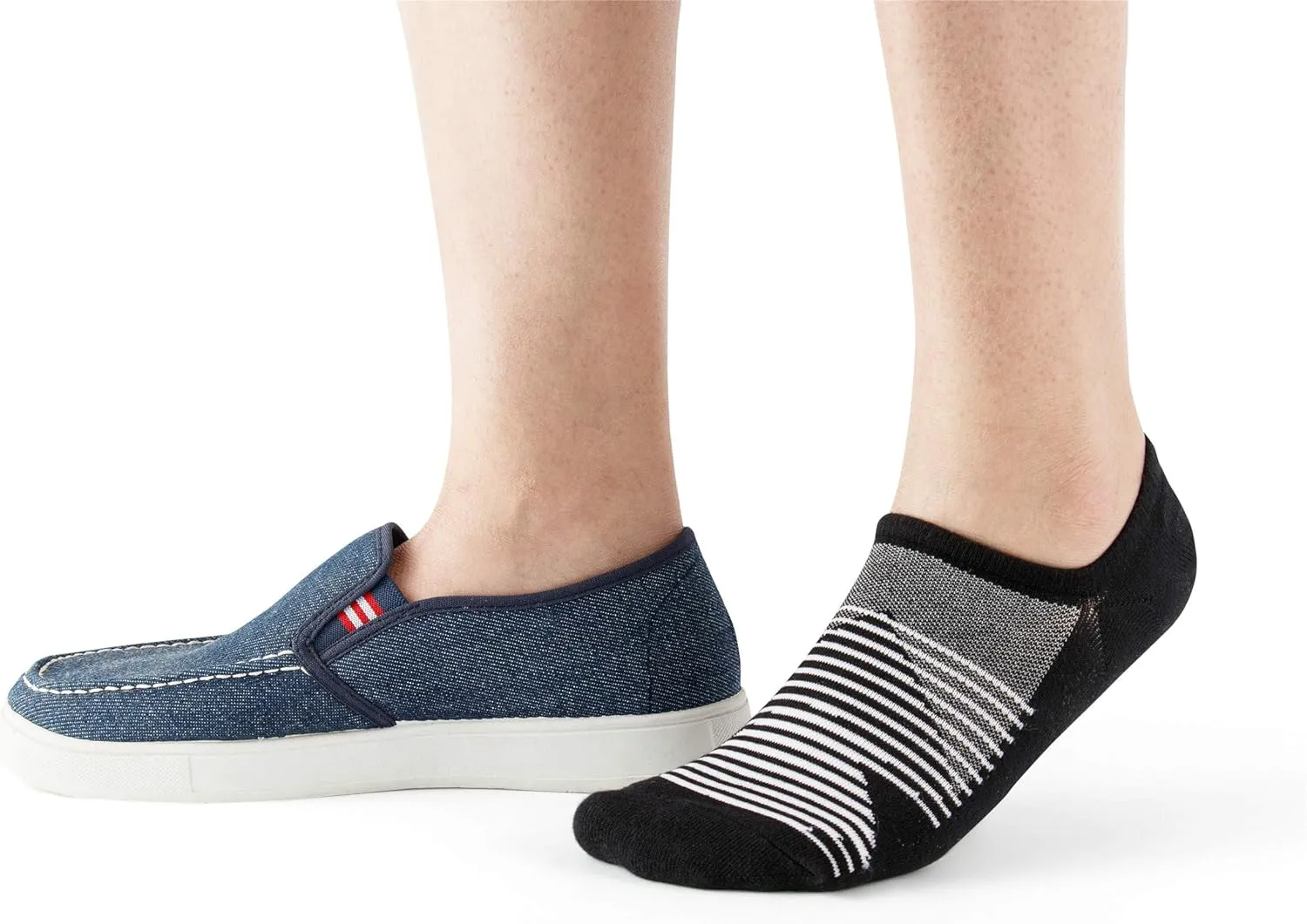 No Show Socks with Non-Slip Grip for Men&Women- Invisible Socks with Breathable Cotton for Sneakers 5Pairs Size 7-12
