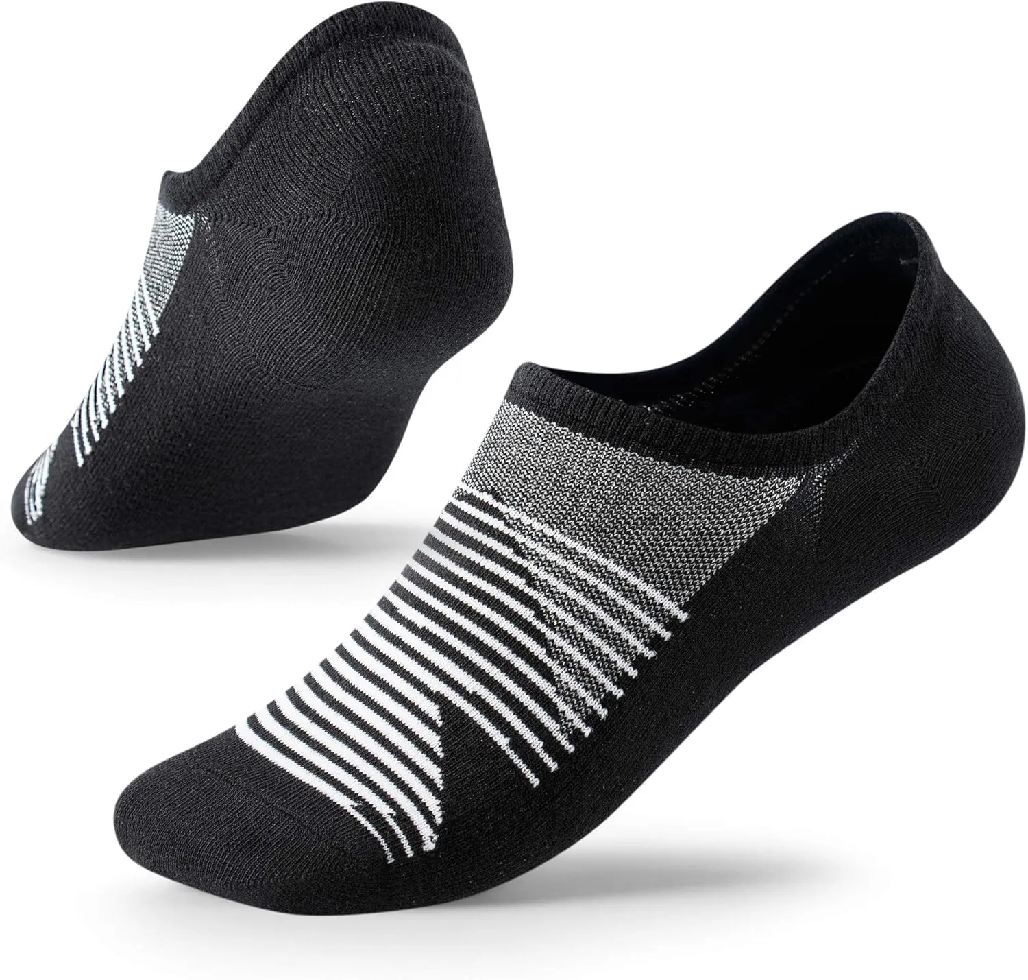 No Show Socks with Non-Slip Grip for Men&Women- Invisible Socks with Breathable Cotton for Sneakers 5Pairs Size 7-12