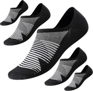 No Show Socks with Non-Slip Grip for Men&Women- Invisible Socks with Breathable Cotton for Sneakers 5Pairs Size 7-12