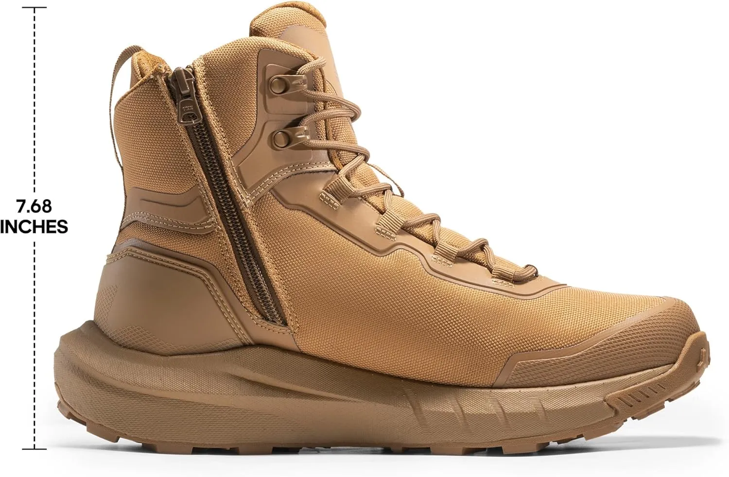 NORTIV 8 Men's Tactical Hiking Boot Lightweight Cushion Sole Boots for Work All Day Side Zipper Motorcycle Combat Military Boot Arch Support 8 Inches Terrascope