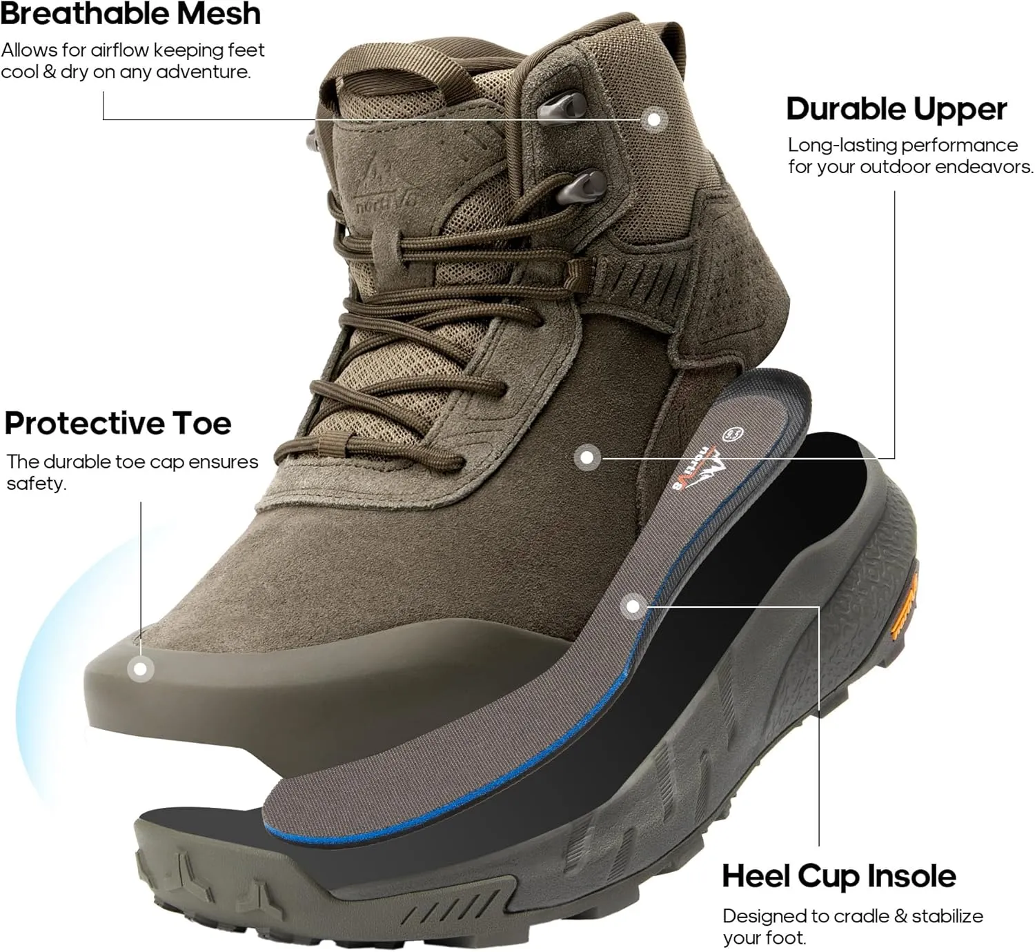 NORTIV 8 Men's Waterproof Military Tactical Work Boots Leather Motorcycle Combat Boots Lightweight Non-Slip Hiking Boots for Men Defender