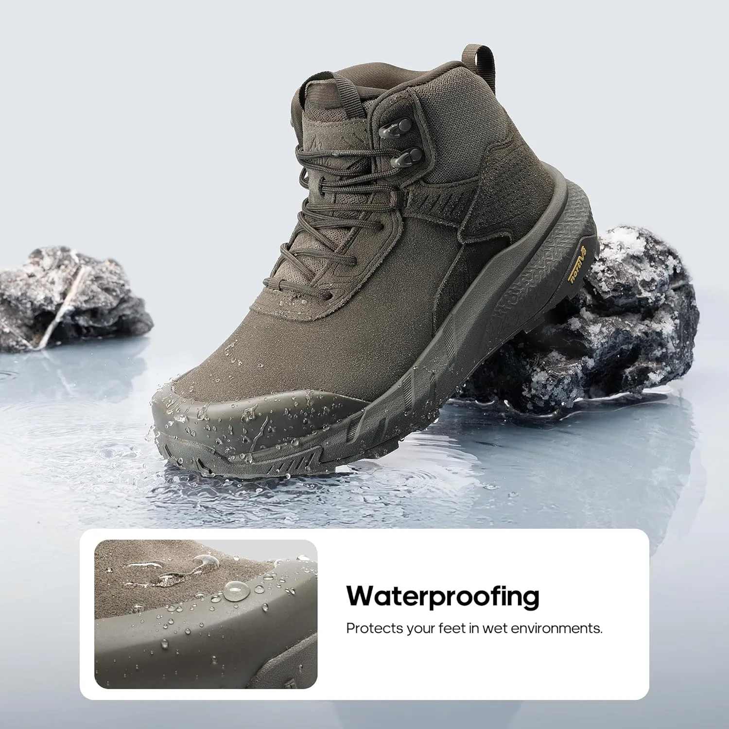 NORTIV 8 Men's Waterproof Military Tactical Work Boots Leather Motorcycle Combat Boots Lightweight Non-Slip Hiking Boots for Men Defender
