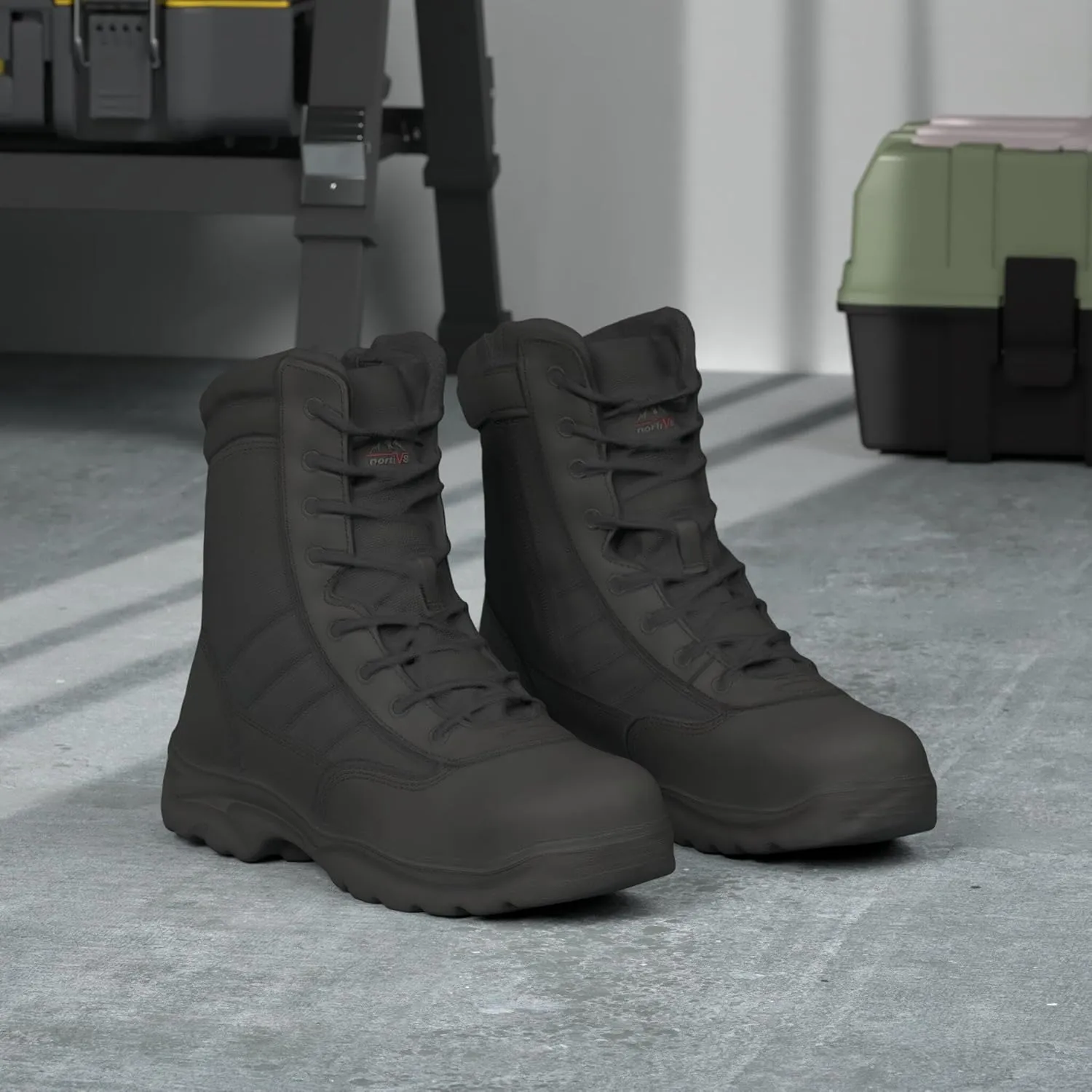 NORTIV 8 Steel Toe Boots for Men Safety Industrial & Construction Military Work Boots Slip Resistant ASTM F2413-18, TROOPER-STL