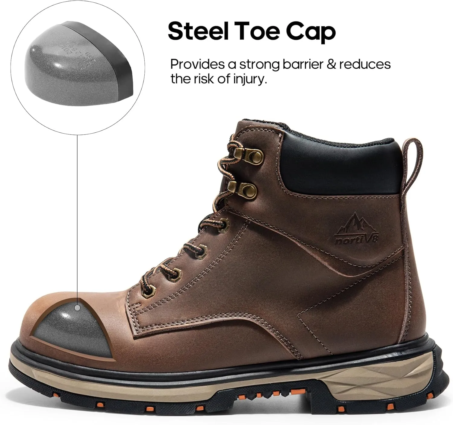 NORTIV 8 Steel Toe Work Boots for Men Waterproof Slip on Safety Construction Boots