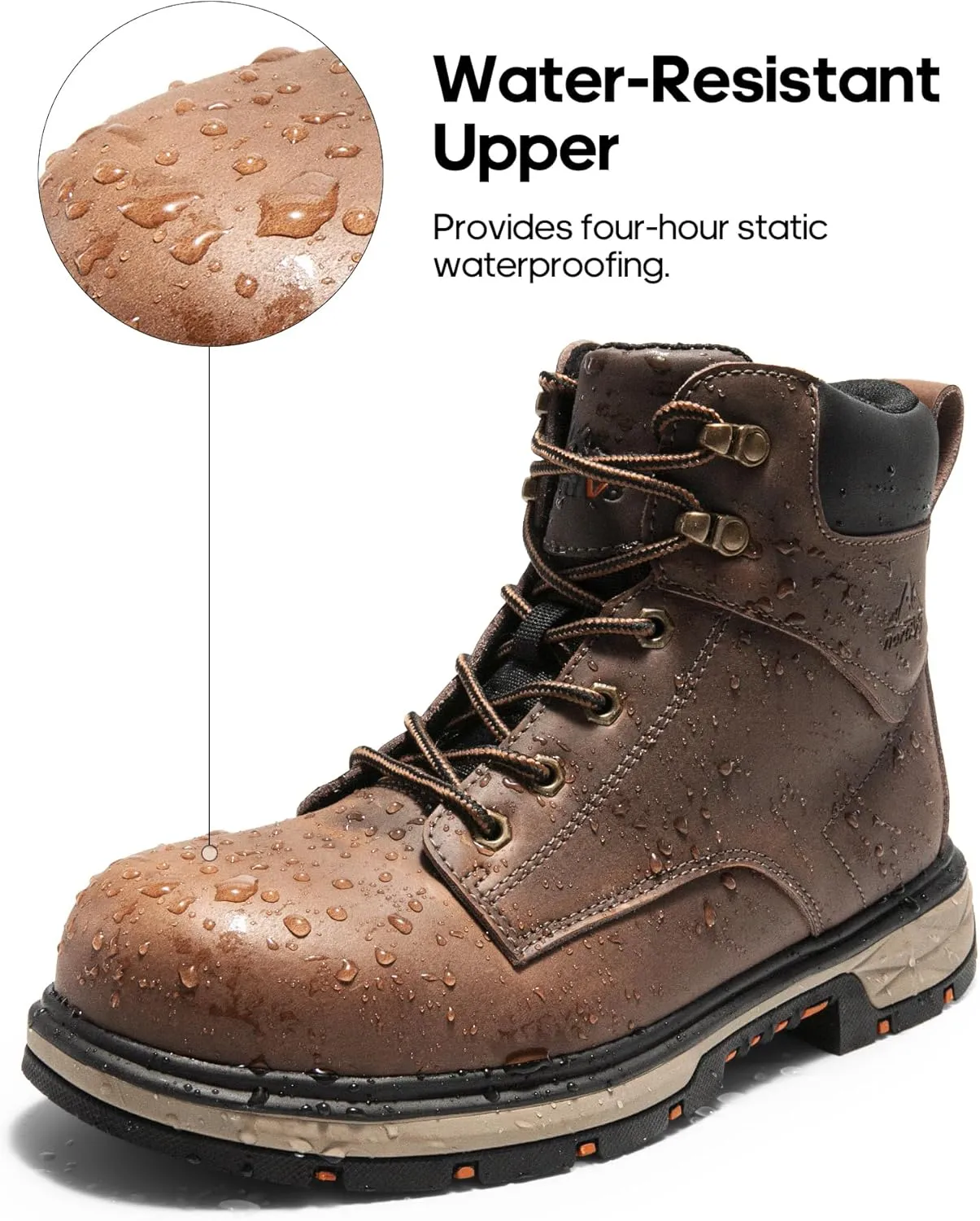 NORTIV 8 Steel Toe Work Boots for Men Waterproof Slip on Safety Construction Boots