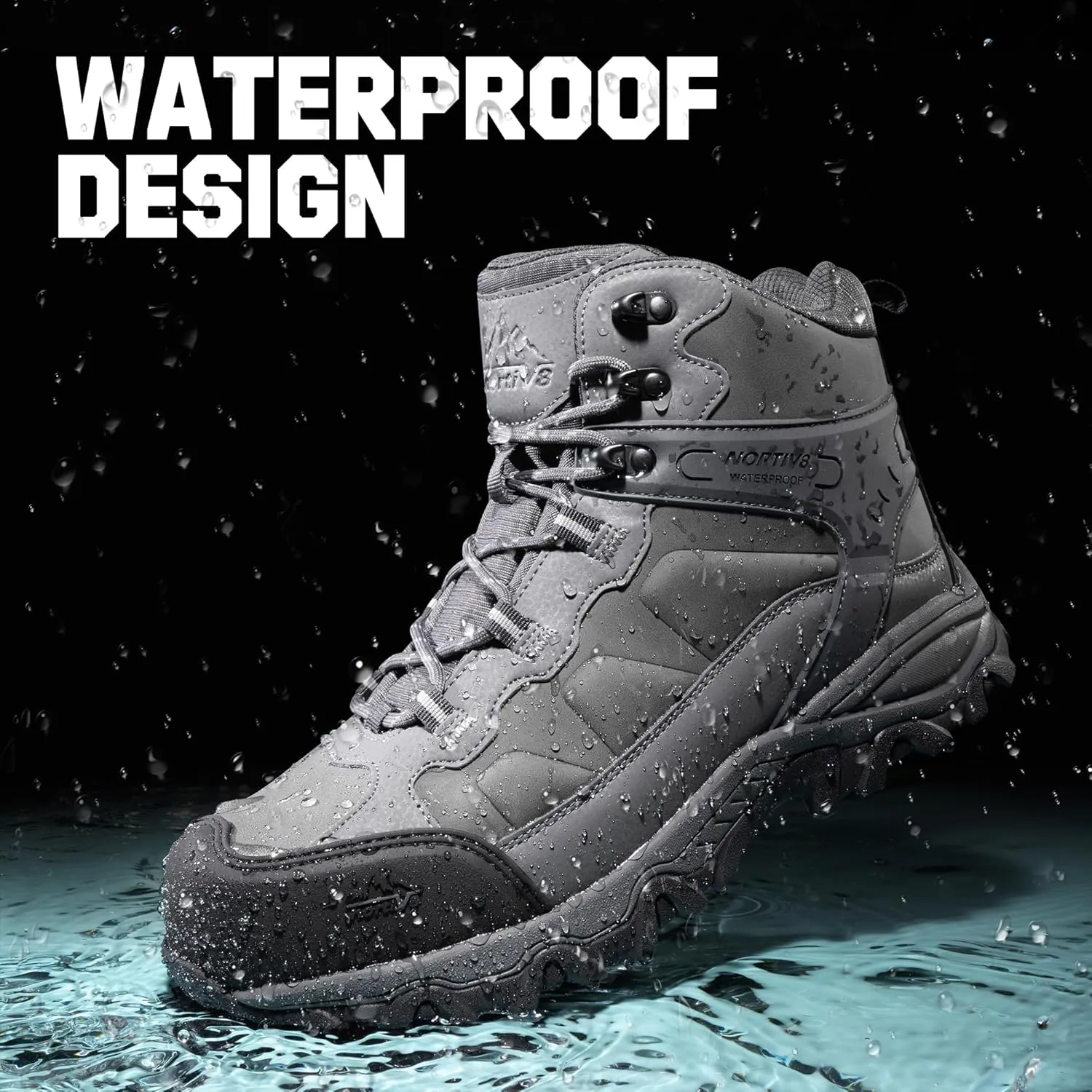 NORTIV 8 Waterproof Steel Toe Boots for Men Slip Resistant Safety Industrial Boots