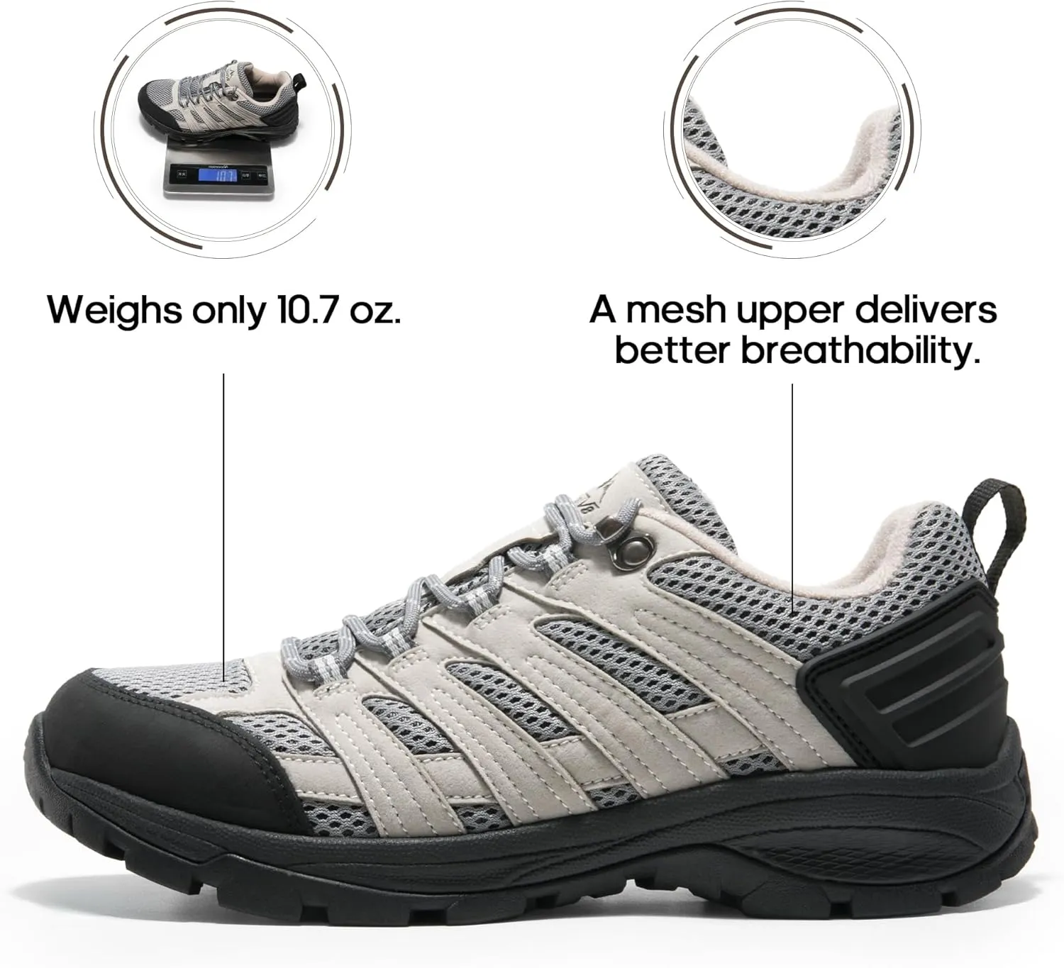 NORTIV 8 Women's Hiking Shoes Lightweight Breathable Mesh Walking Sneakers Outdoor Work Shoes