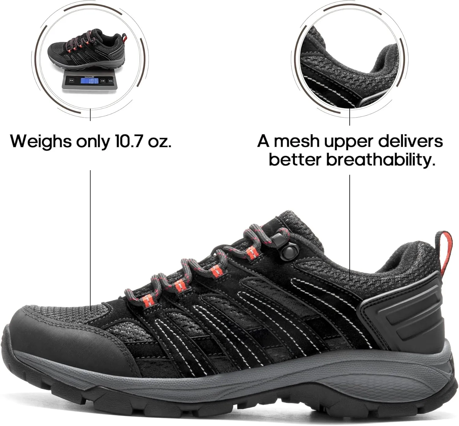 NORTIV 8 Women's Hiking Shoes Lightweight Breathable Mesh Walking Sneakers Outdoor Work Shoes