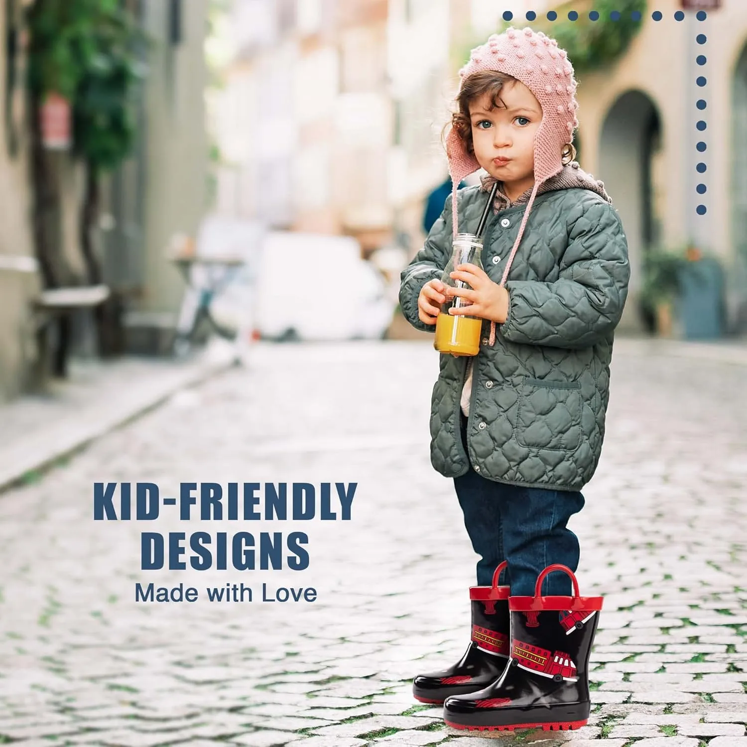 NORTY Rubber Rain Boots for Kids - Waterproof Rubber Boots Boys and Girls Solid & Printed Rainboots for Toddlers and Kids