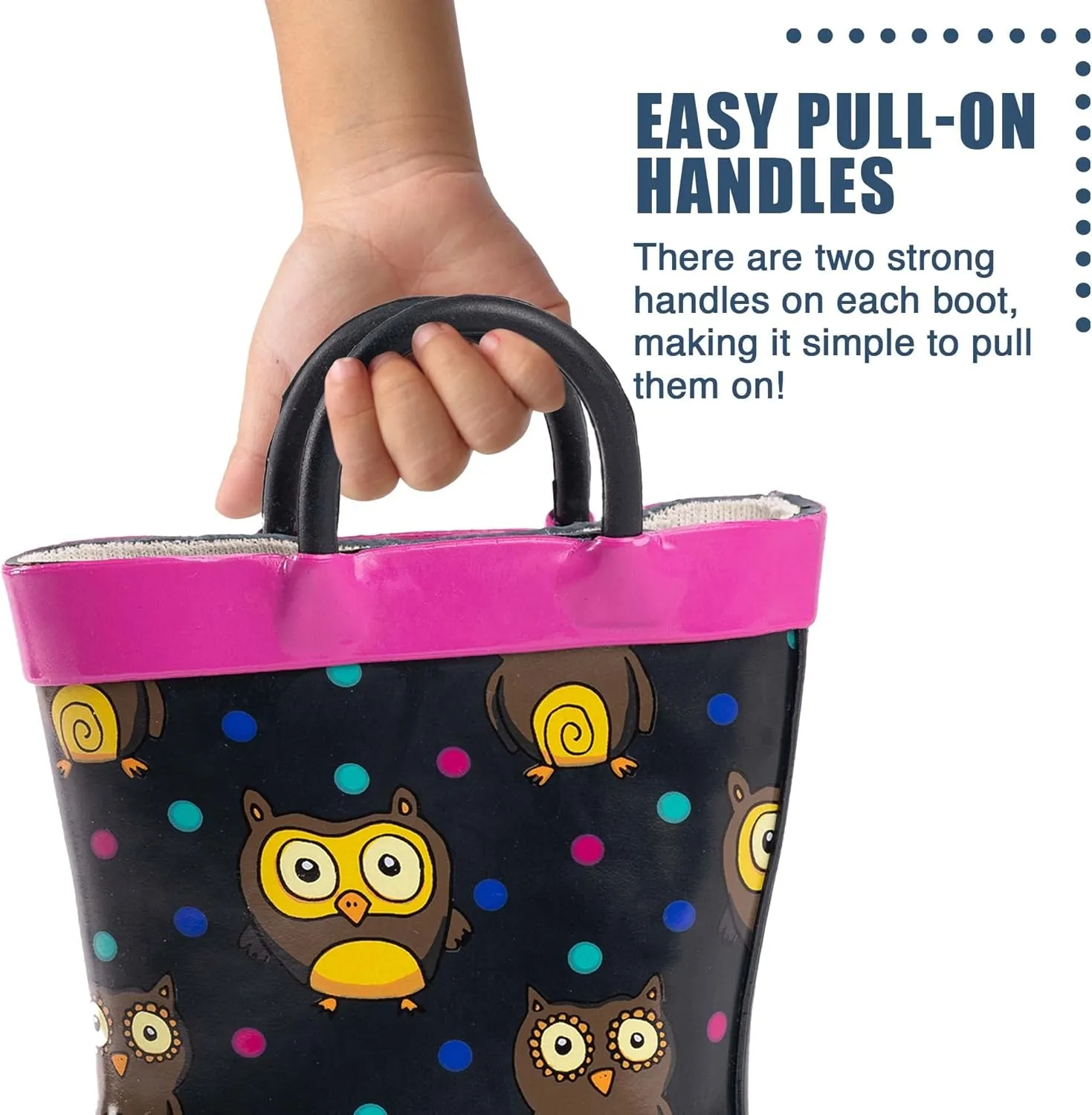 NORTY Rubber Rain Boots for Kids - Waterproof Rubber Boots Boys and Girls Solid & Printed Rainboots for Toddlers and Kids