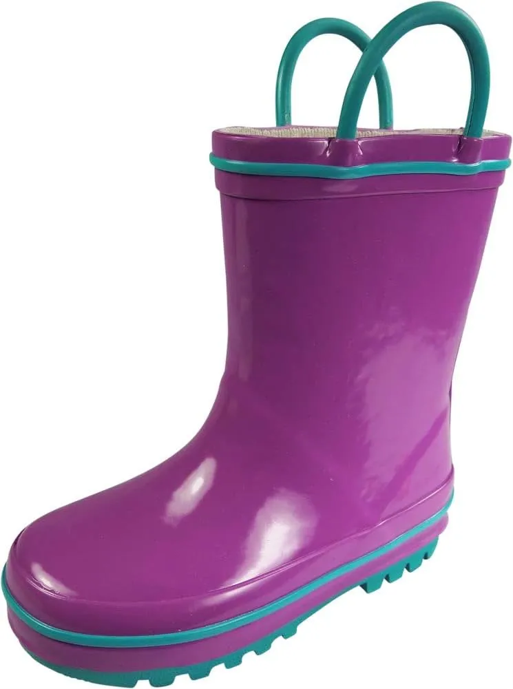 NORTY Rubber Rain Boots for Kids - Waterproof Rubber Boots Boys and Girls Solid & Printed Rainboots for Toddlers and Kids