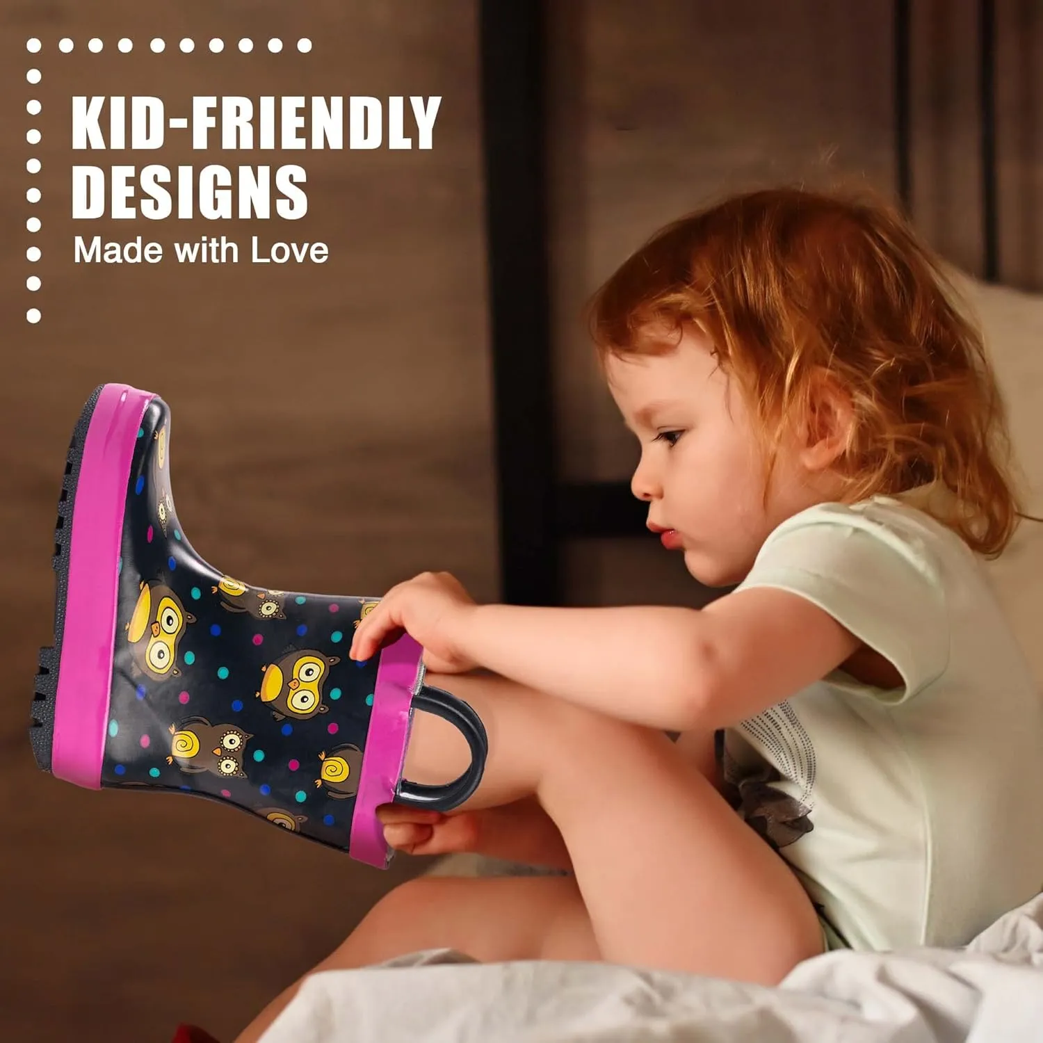 NORTY Rubber Rain Boots for Kids - Waterproof Rubber Boots Boys and Girls Solid & Printed Rainboots for Toddlers and Kids