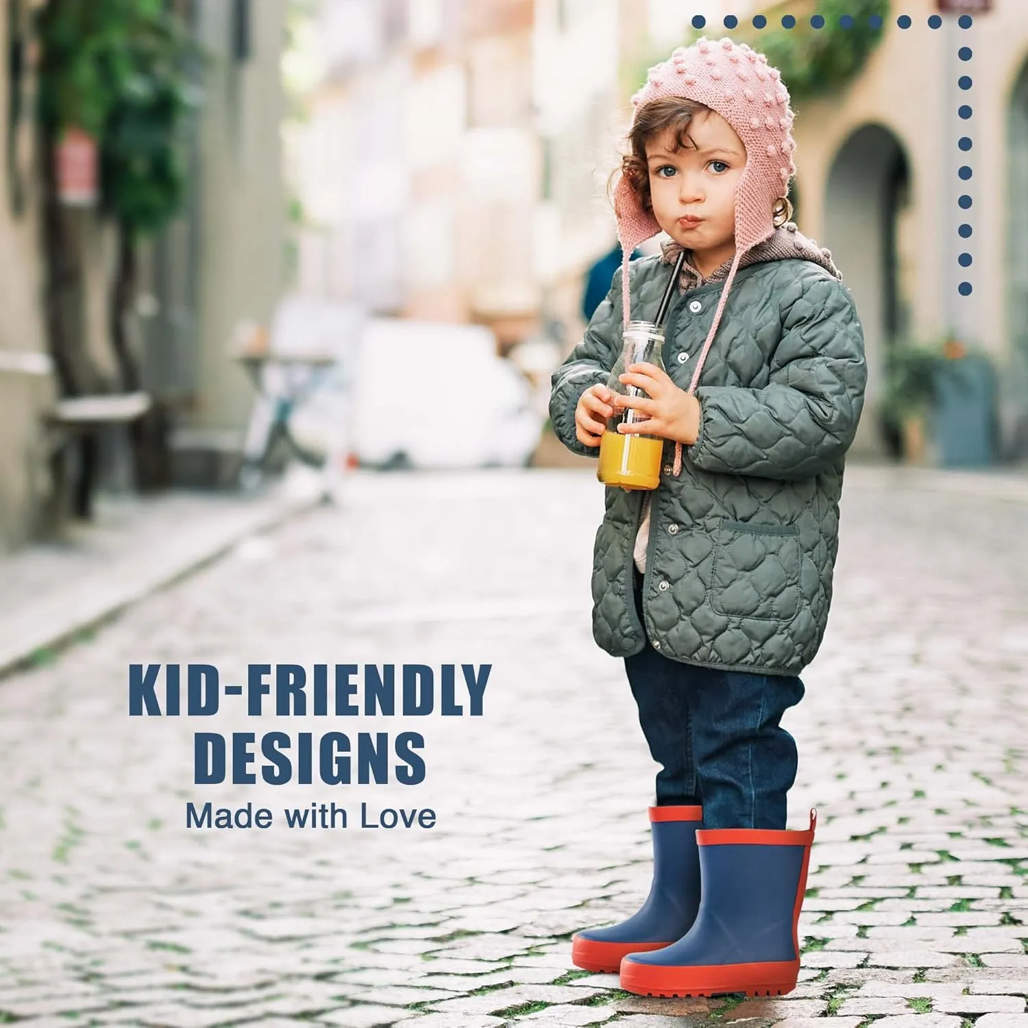 NORTY Rubber Rain Boots for Kids - Waterproof Rubber Boots Boys and Girls Solid & Printed Rainboots for Toddlers and Kids