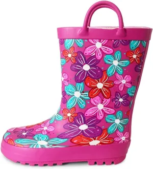 NORTY Rubber Rain Boots for Kids - Waterproof Rubber Boots Boys and Girls Solid & Printed Rainboots for Toddlers and Kids