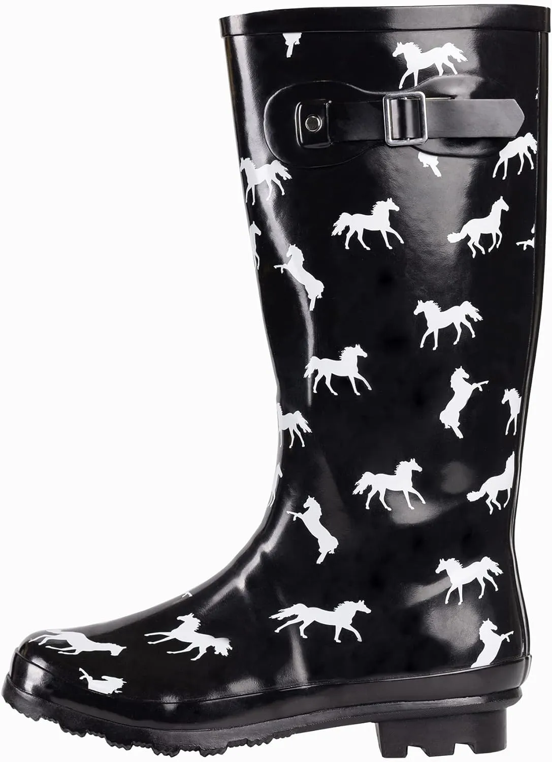 NORTY Women's Hurricane Rain Boots Knee High Calf Length - Glossy Matte Waterproof Rubber Tall Shoes