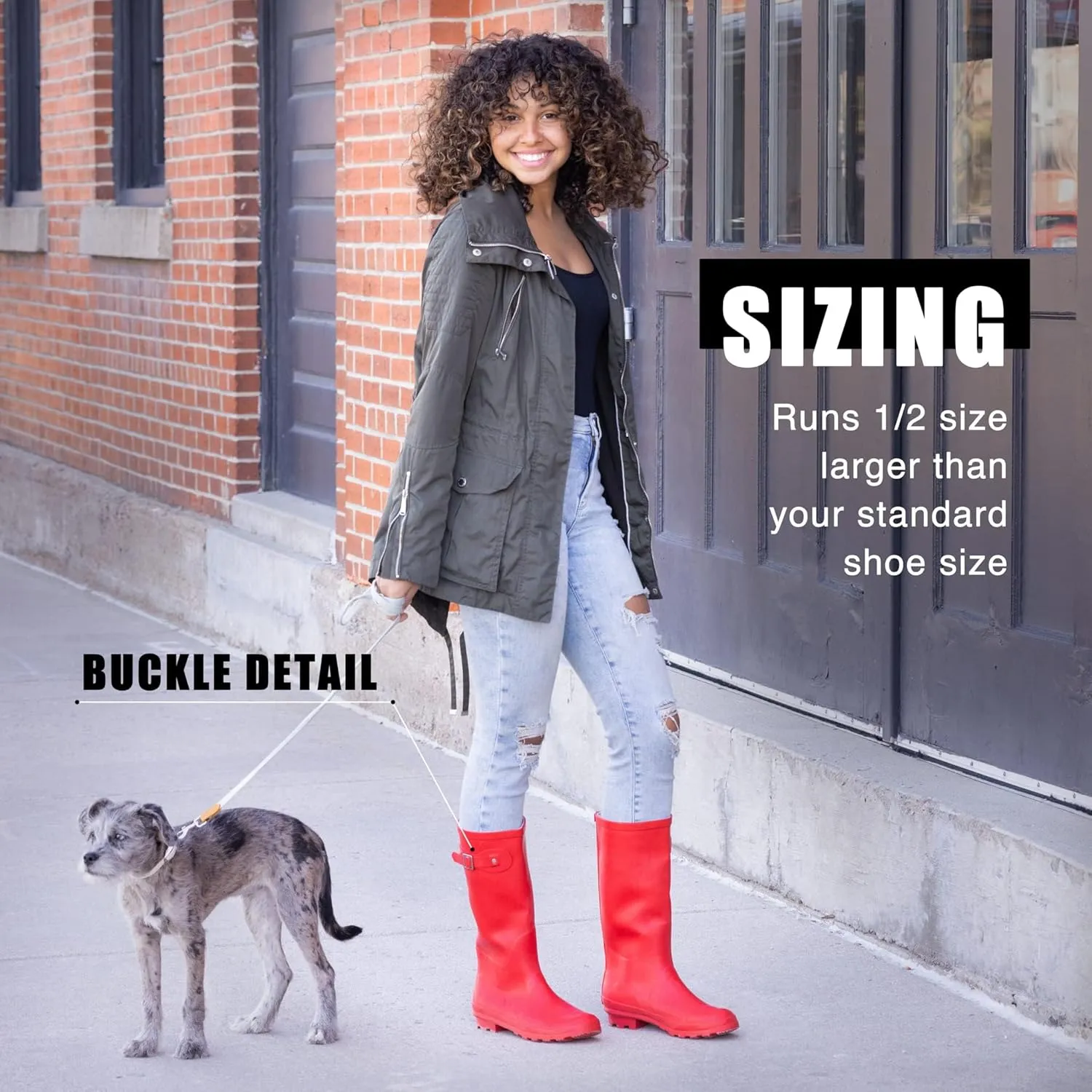 NORTY Women's Hurricane Rain Boots Knee High Calf Length - Glossy Matte Waterproof Rubber Tall Shoes