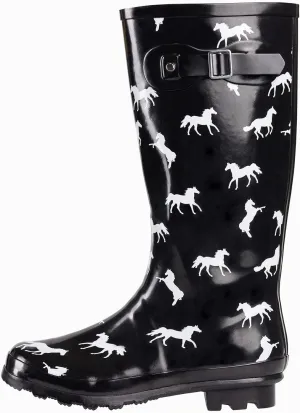 NORTY Women's Hurricane Rain Boots Knee High Calf Length - Glossy Matte Waterproof Rubber Tall Shoes