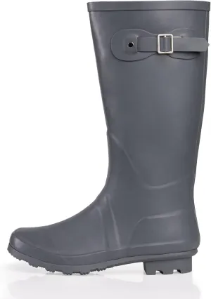 NORTY Women's Hurricane Rain Boots Knee High Calf Length - Glossy Matte Waterproof Rubber Tall Shoes