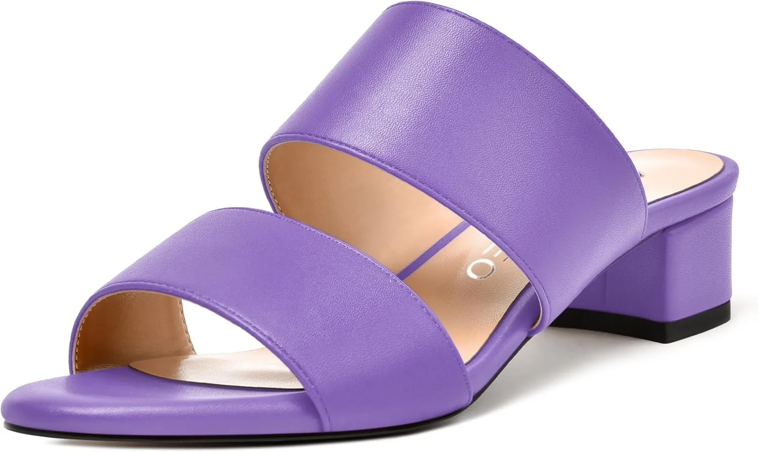 NUMALEO Womens Round Toe Dress Two Strap Slip On Bridal Matte Chunky Low Heel Heeled Sandals 1.5 Inch