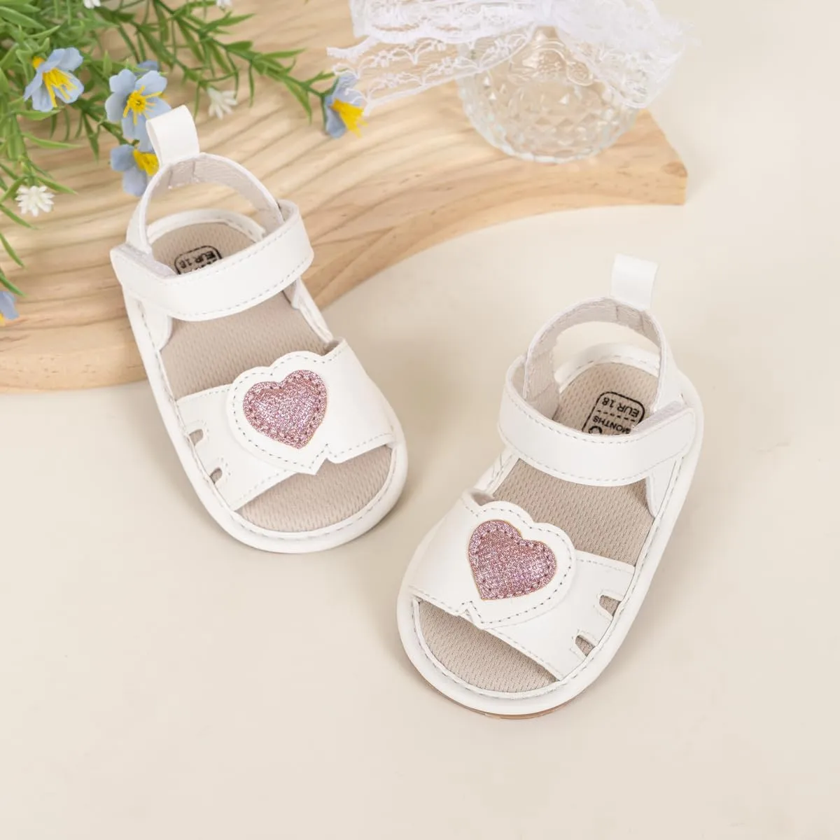 Oamico Baby Girl Sandals Infant Soft Anti-Slip Rubber Sole Casual Beach Sandals Newborn Bowknot Outdoor First Walker Summer Shoes for Baby Girls Flat Sandal