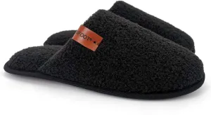 ofoot Mens Comfortable Warm Soft Fuzzy House Slippers Mules,Faux Fur Wool Fleece Lining Memory Foam Insole Non Slip Rubber Soles