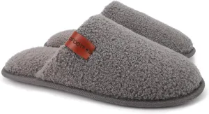 ofoot Mens Comfortable Warm Soft Fuzzy House Slippers Mules,Faux Fur Wool Fleece Lining Memory Foam Insole Non Slip Rubber Soles