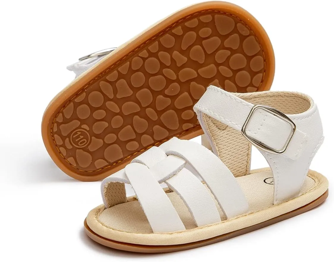 ohsofy Baby Girls Boys Sandals Infant Summer Beach Casual Shoes Bow Princess Dress Flats Rubber Sole Non Slip Outdoor Fishman Sandals Toddler First Walker Crib Shoes