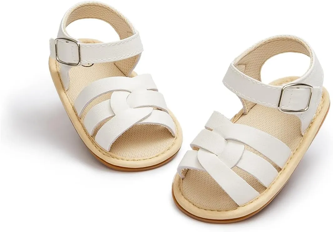 ohsofy Baby Girls Boys Sandals Infant Summer Beach Casual Shoes Bow Princess Dress Flats Rubber Sole Non Slip Outdoor Fishman Sandals Toddler First Walker Crib Shoes