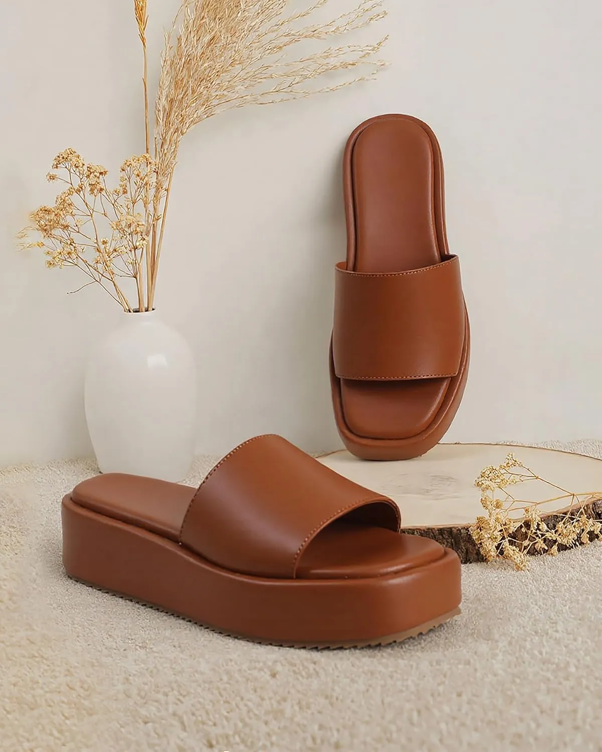Oiamenne Platform Sandals Women Comfortable Open Toe Wedge Sandals Slip On Platform Slides for Women Padded Summer Casual Beach Shoes