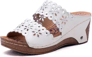 oiangi Women's Sandals Open Toe Hollow Out Wedge Sandals Casual Summer Slip-On Slippers Platform Sandals for Women