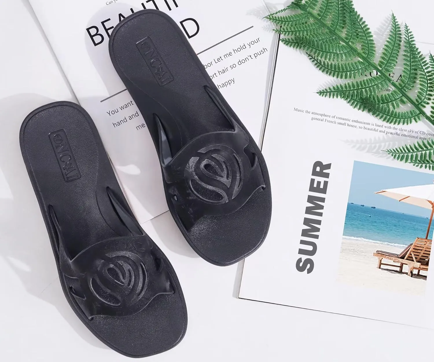 ONCAI Women's Flat Sandals Fashion Summer Dressy Sandals Casual Beach Flat Sandal For Woman Square Toe Comfortable Cushion Footbed Slip On Ladies Slides Women Size 6-11