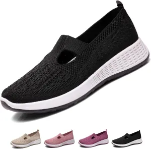 Optigard Women's Mesh Walking Shoes Slip On Loafers,Memory Foam Flat Sneakers Lightweight Non-Slip Breathable Wedge Mom Driving Nurse Shoes