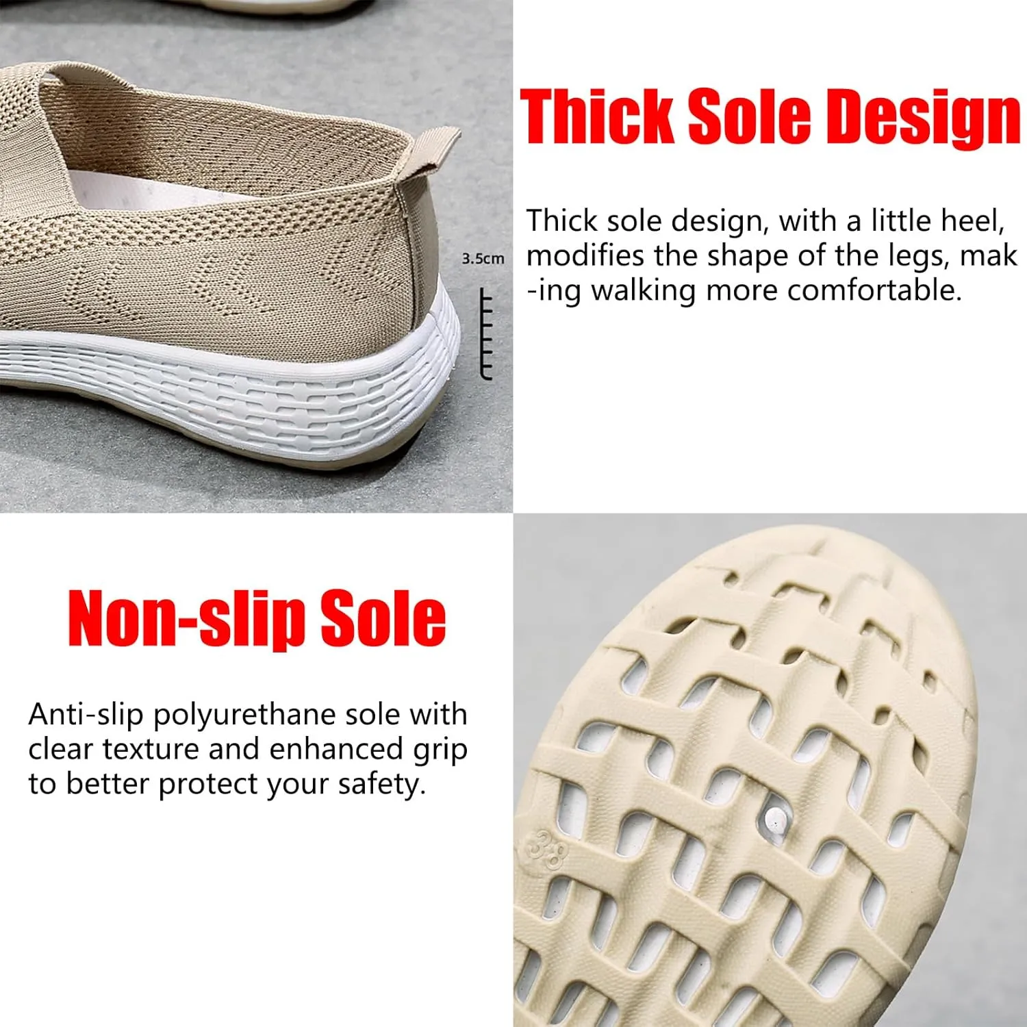 Optigard Women's Mesh Walking Shoes Slip On Loafers,Memory Foam Flat Sneakers Lightweight Non-Slip Breathable Wedge Mom Driving Nurse Shoes